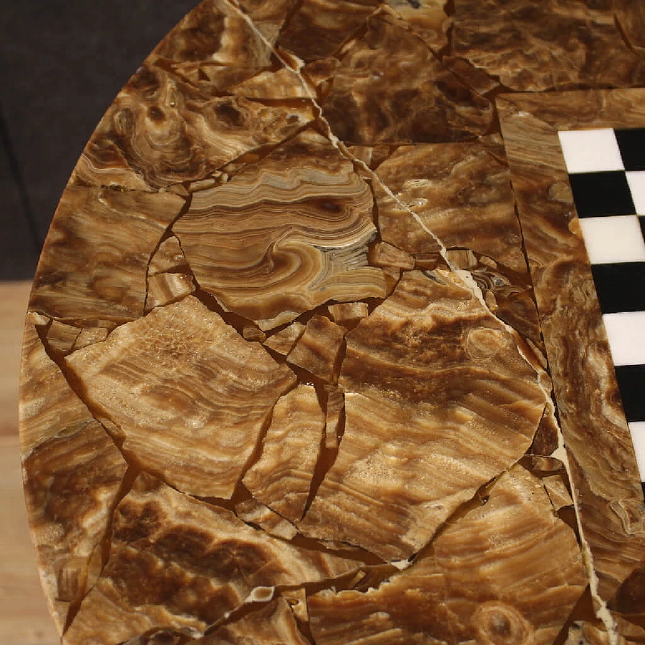 Marble and onyx game table with chessboard, 1940s 10