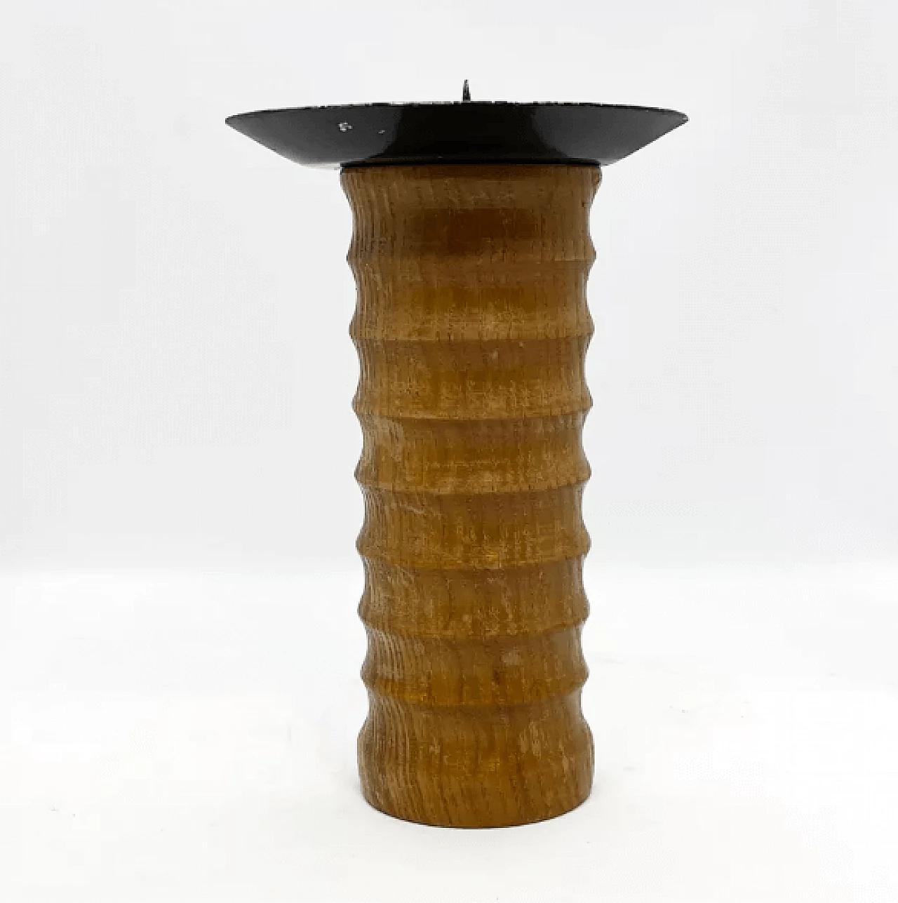 German steel and wood candle holder, 1960s 2