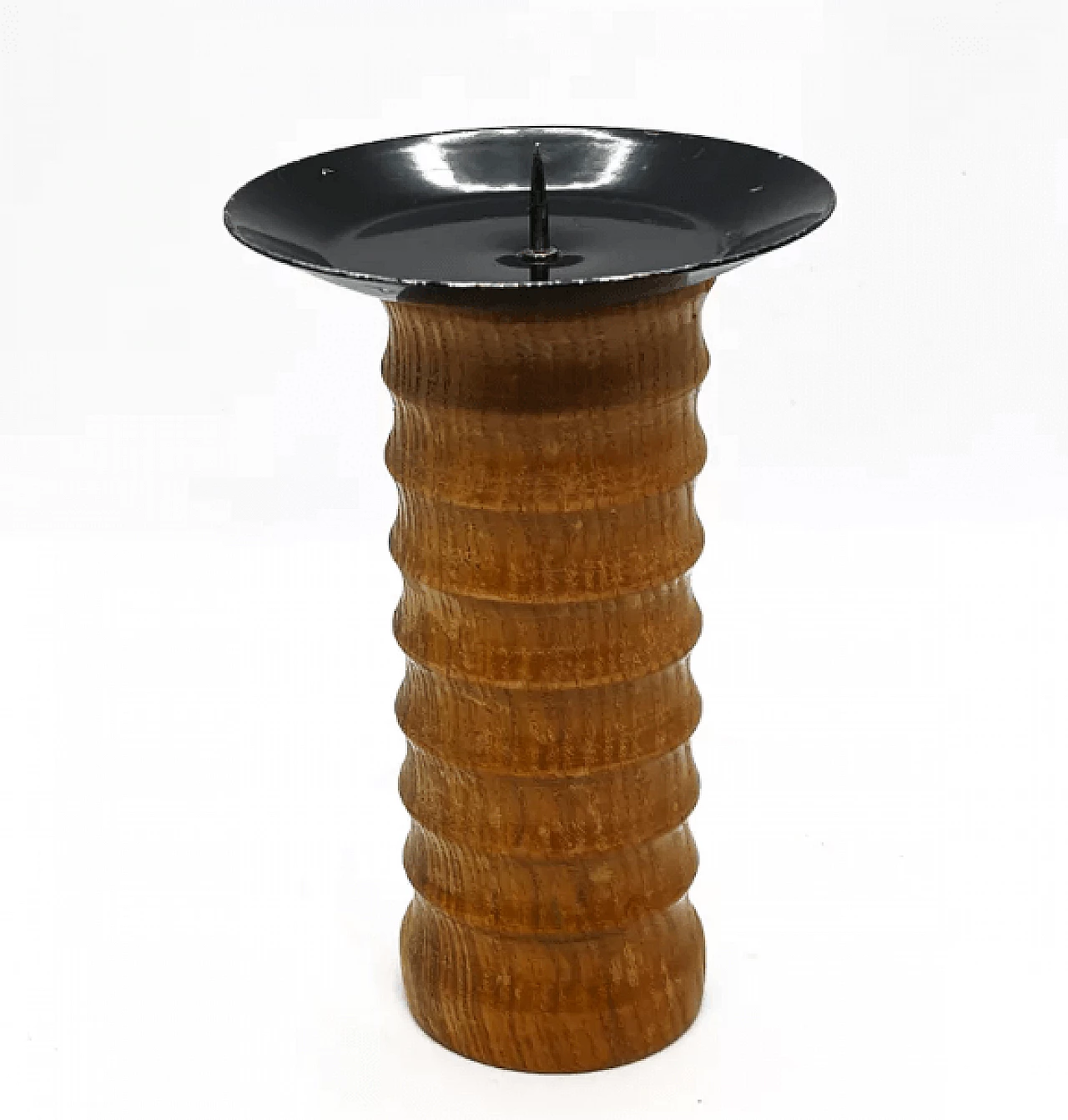 German steel and wood candle holder, 1960s 3