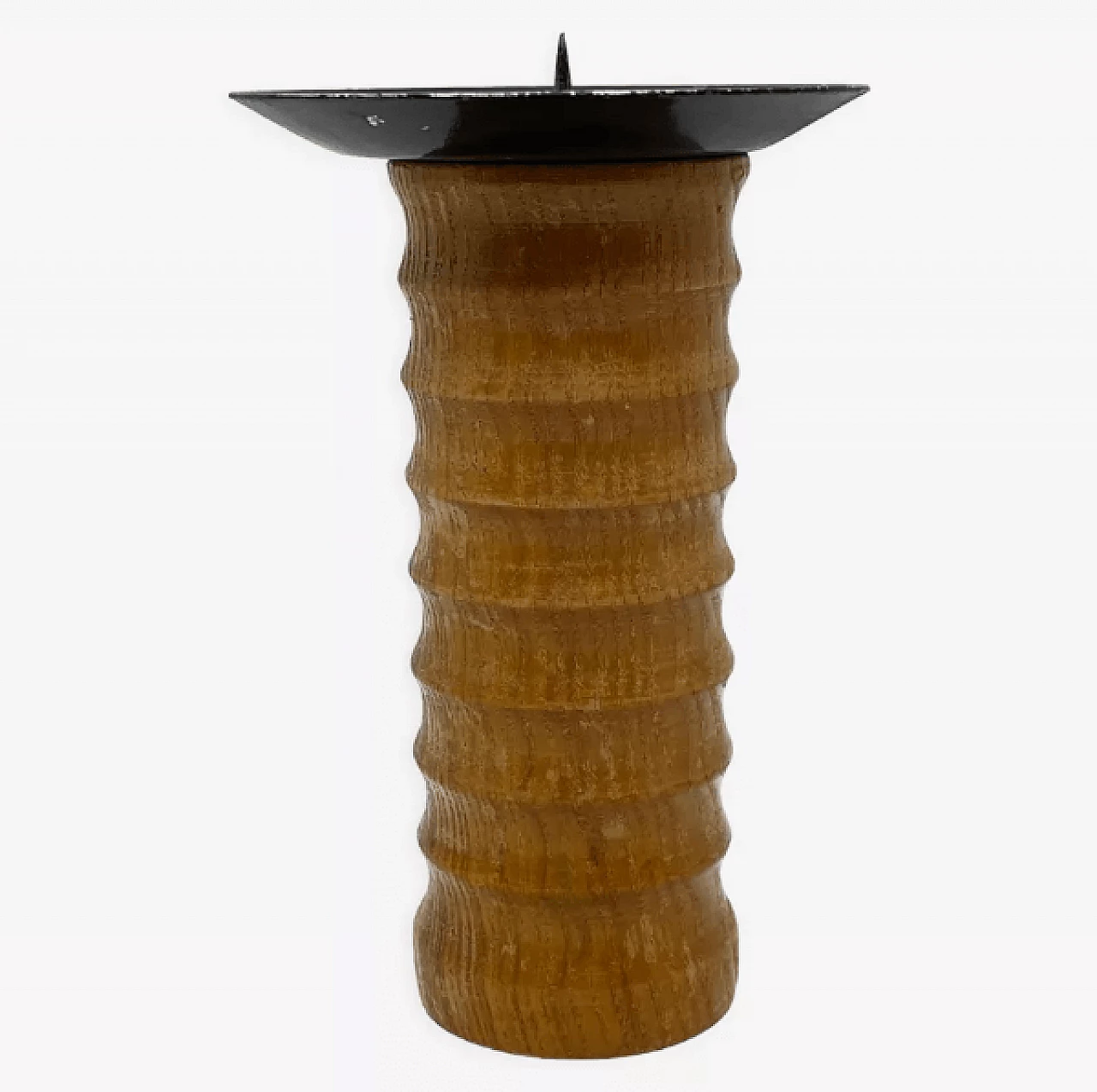 German steel and wood candle holder, 1960s 7