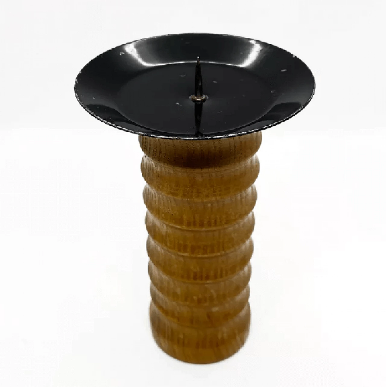 German steel and wood candle holder, 1960s 9