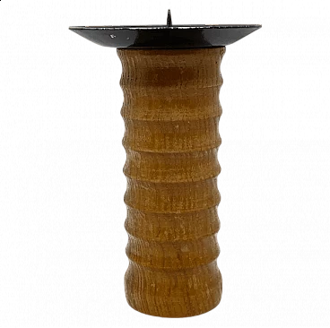 German steel and wood candle holder, 1960s