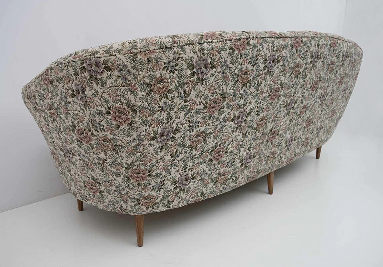 Three-seater sofa in floral fabric in the style of Ico Parisi, 1950s 6