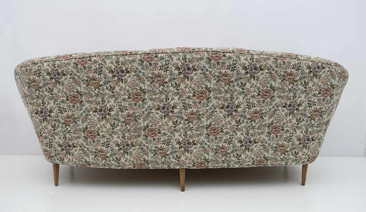 Three-seater sofa in floral fabric in the style of Ico Parisi, 1950s 7