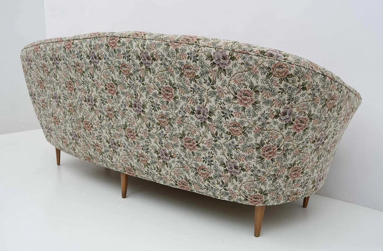 Three-seater sofa in floral fabric in the style of Ico Parisi, 1950s 8