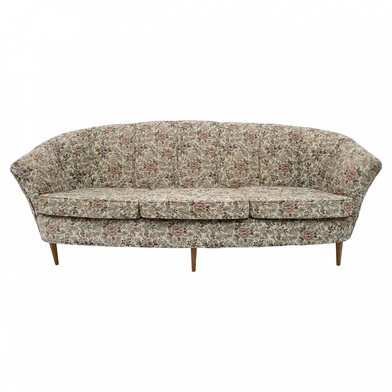 Three-seater sofa in floral fabric in the style of Ico Parisi, 1950s 9