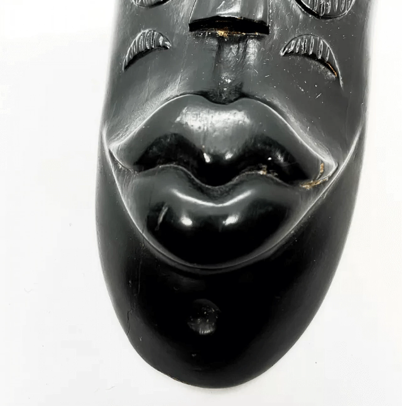 Maschera decorativa cubana in legno nero, anni '70 5
