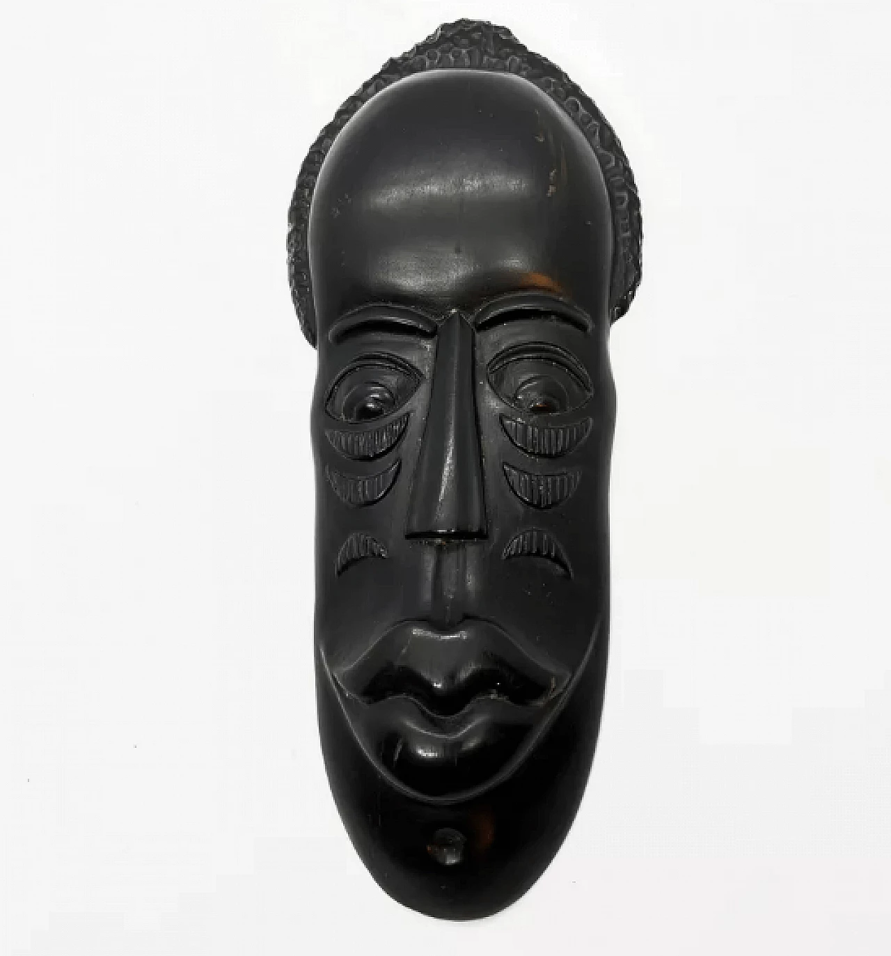 Maschera decorativa cubana in legno nero, anni '70 6