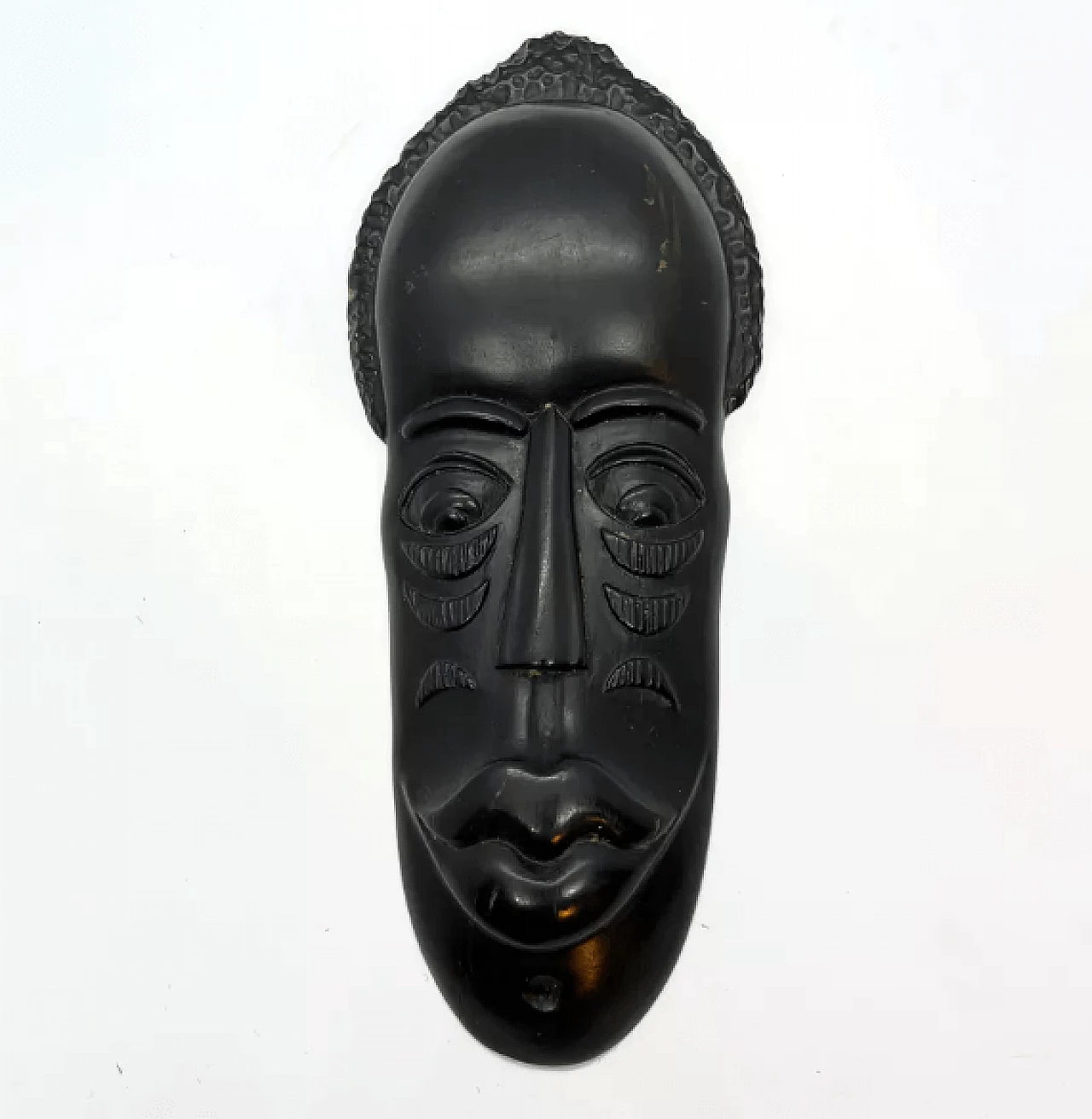 Maschera decorativa cubana in legno nero, anni '70 10