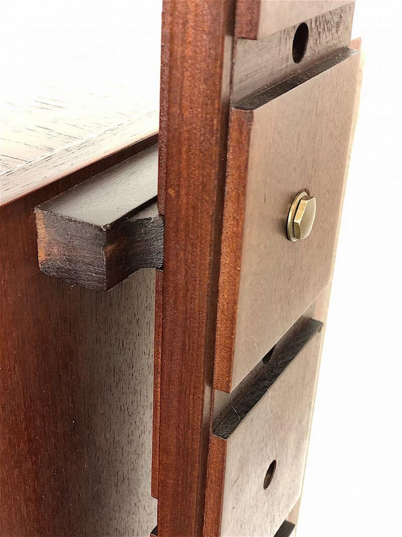 Modular three-bay solid teak bookcase by Franco & Nori, 1960s 9