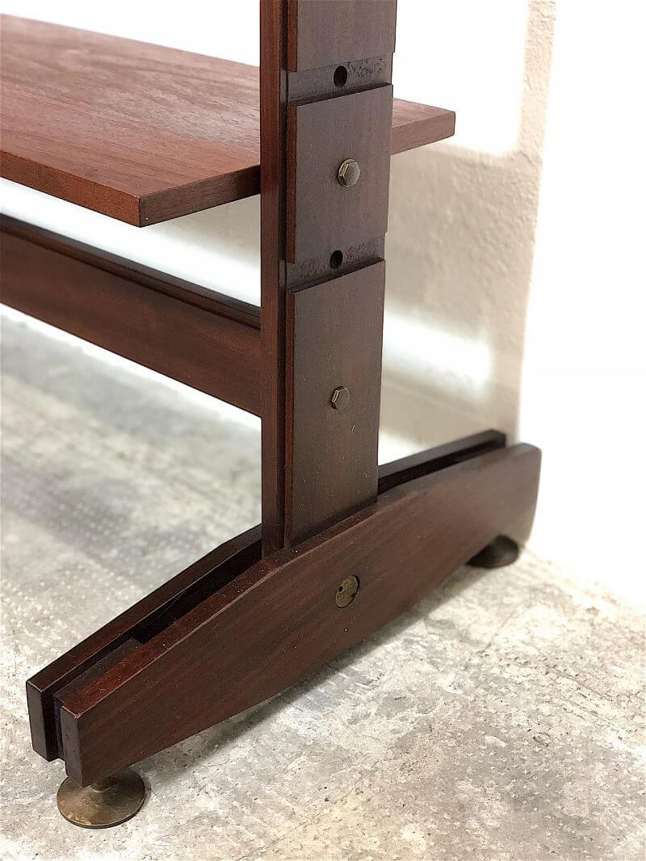 Modular three-bay solid teak bookcase by Franco & Nori, 1960s 12