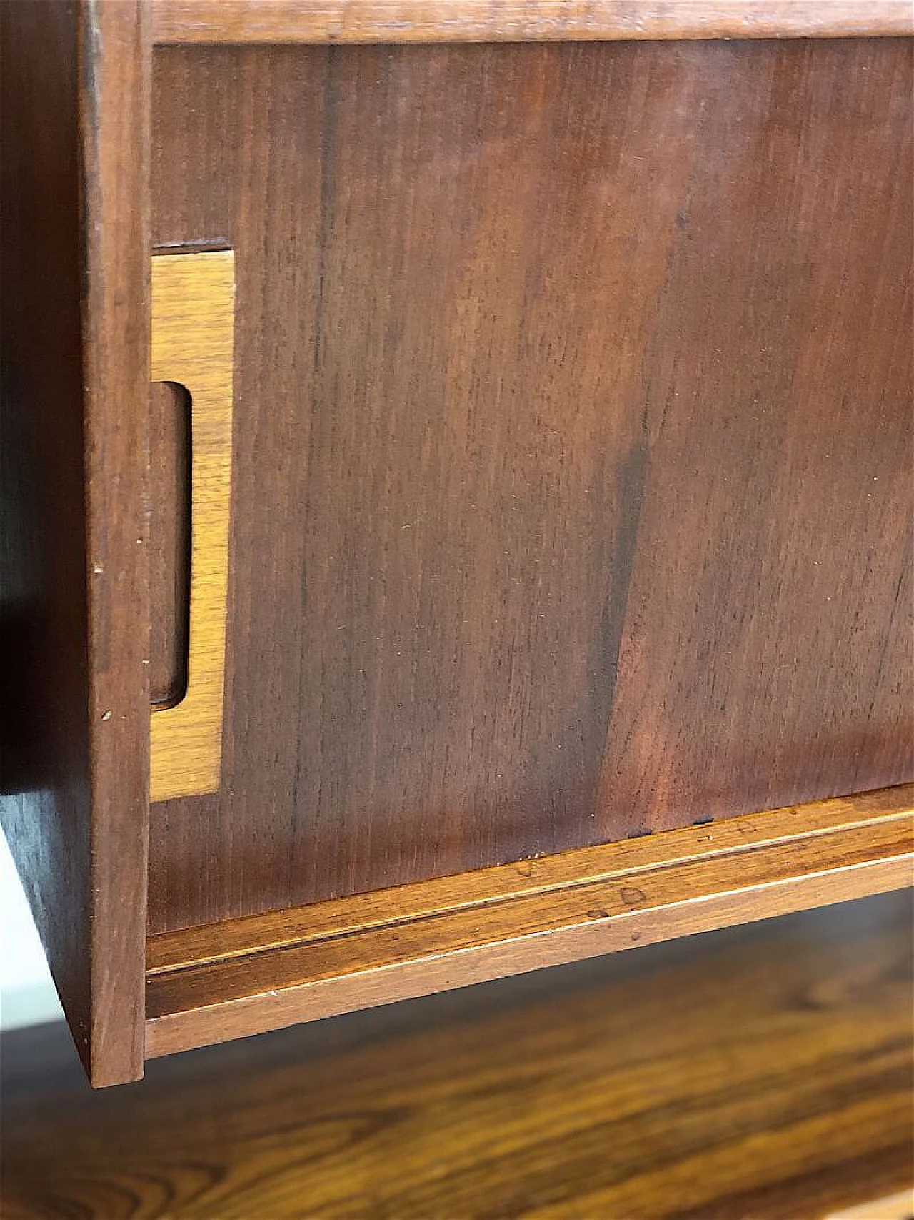 Modular three-bay solid teak bookcase by Franco & Nori, 1960s 16