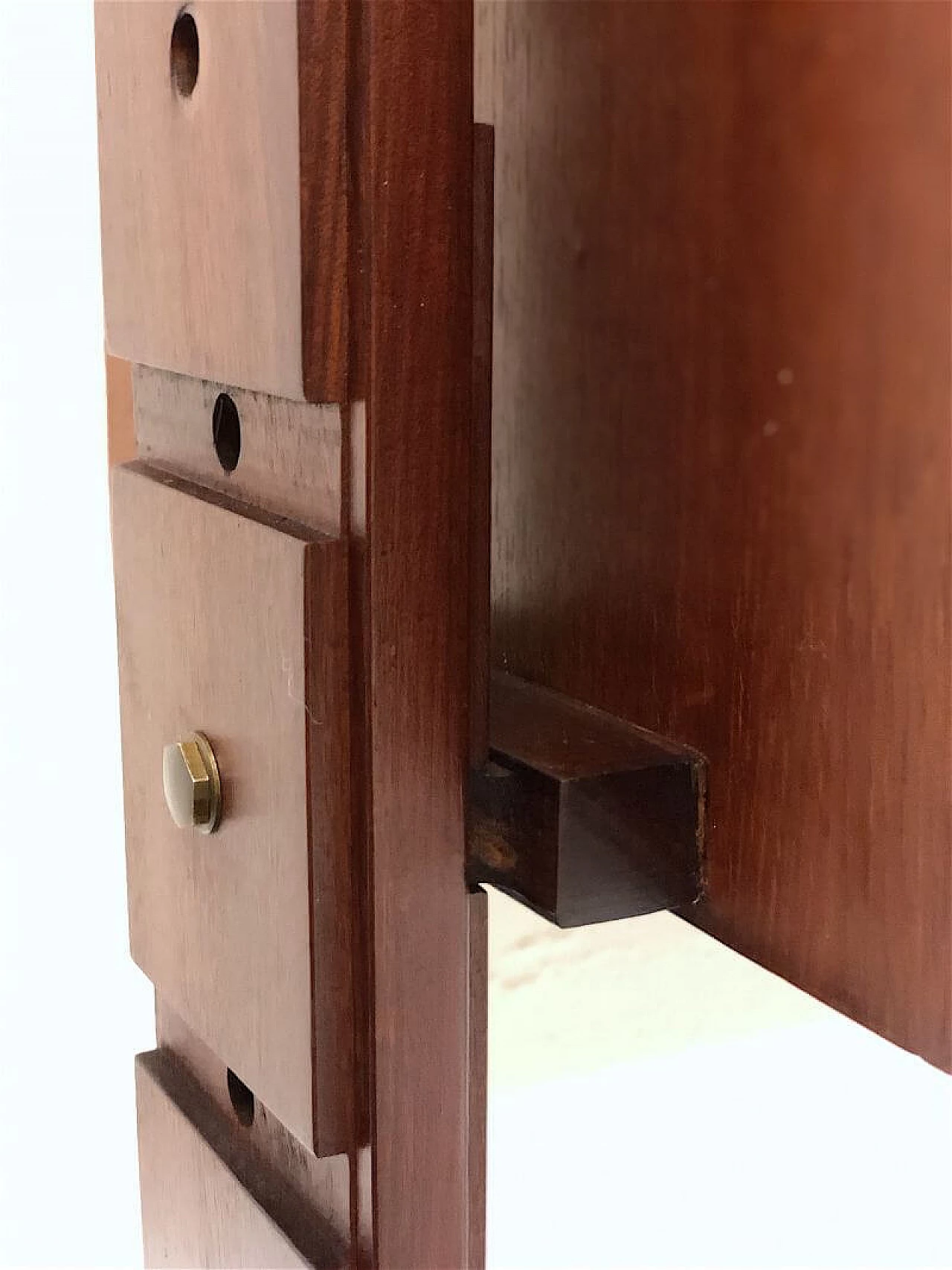 Modular three-bay solid teak bookcase by Franco & Nori, 1960s 21