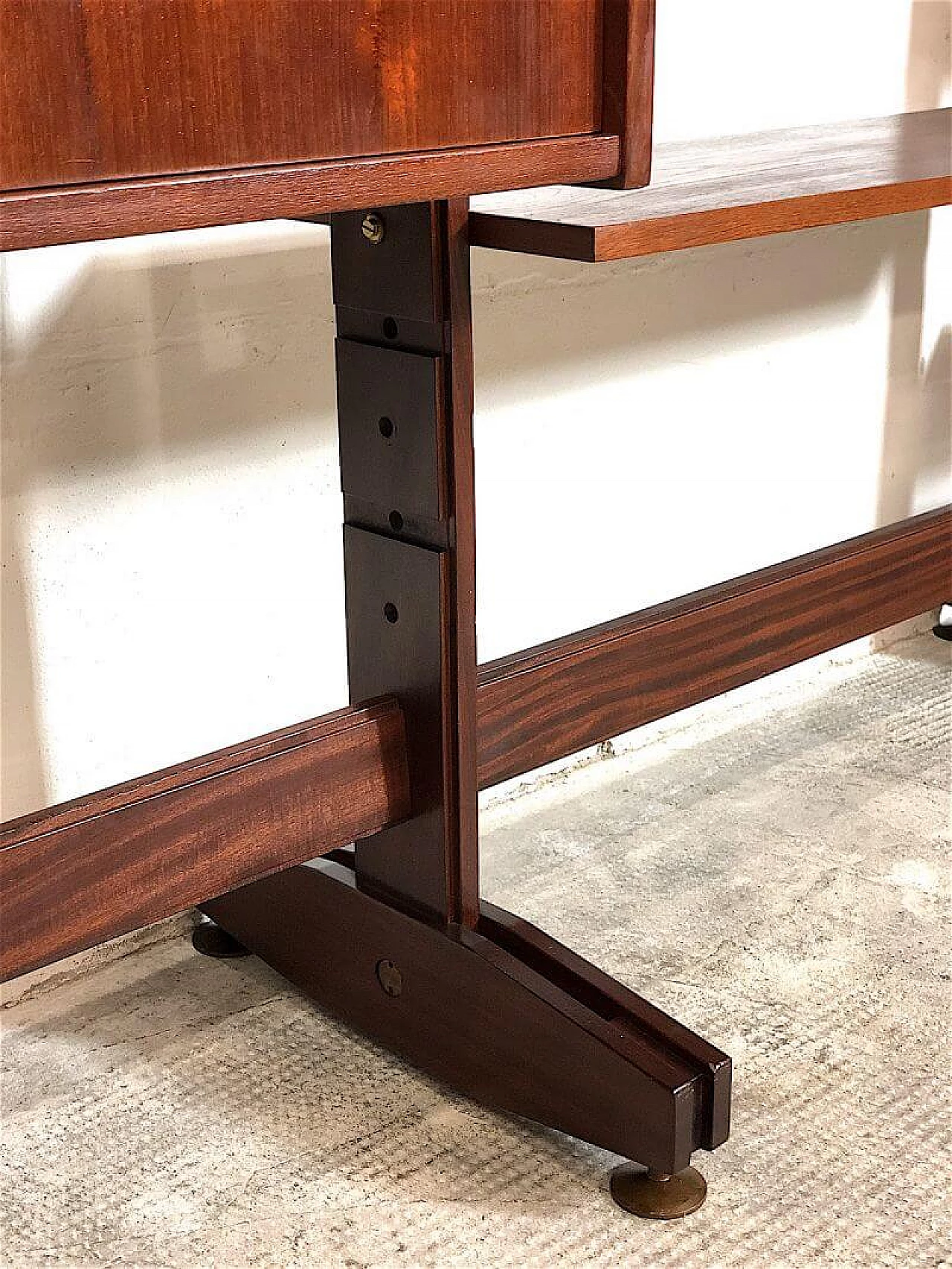 Modular three-bay solid teak bookcase by Franco & Nori, 1960s 22