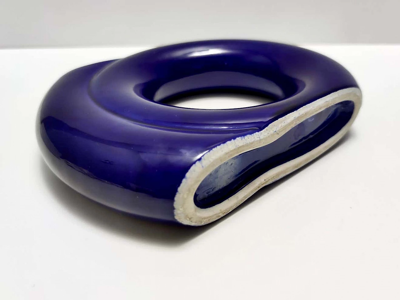 Blue enamelled geometric vase by Pietro Arosio for Parravicini, 1970s 3