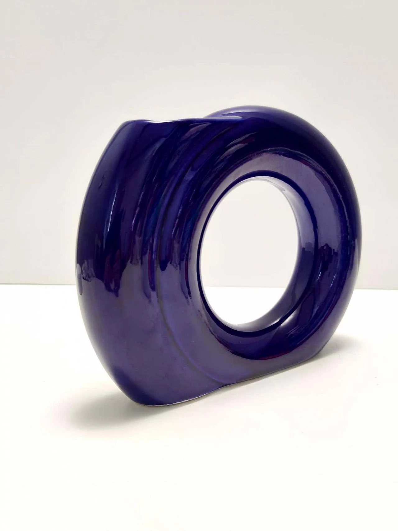 Blue enamelled geometric vase by Pietro Arosio for Parravicini, 1970s 4