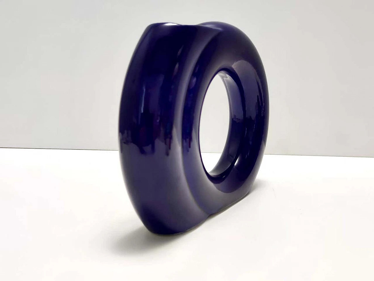 Blue enamelled geometric vase by Pietro Arosio for Parravicini, 1970s 5