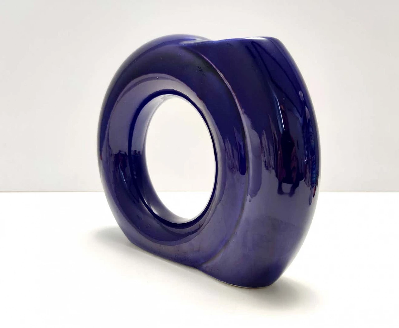 Blue enamelled geometric vase by Pietro Arosio for Parravicini, 1970s 7