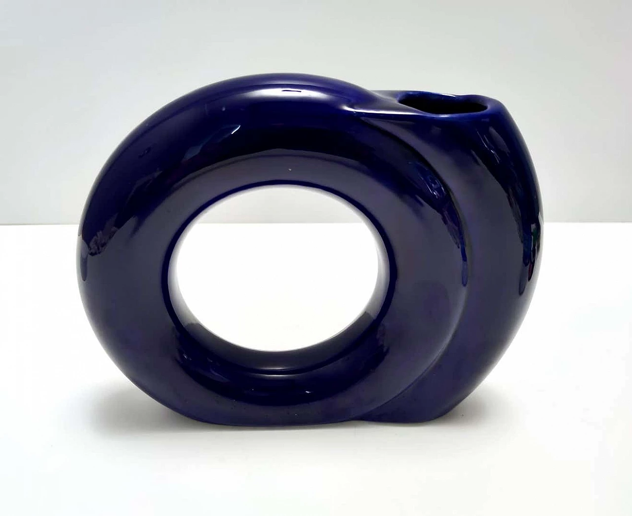 Blue enamelled geometric vase by Pietro Arosio for Parravicini, 1970s 8