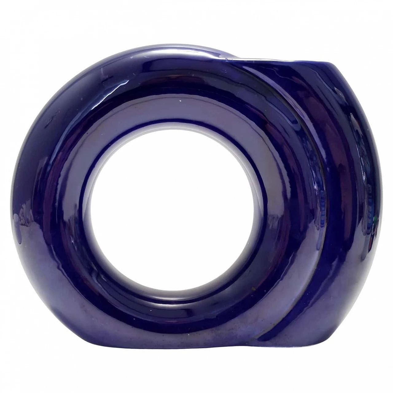 Blue enamelled geometric vase by Pietro Arosio for Parravicini, 1970s 9