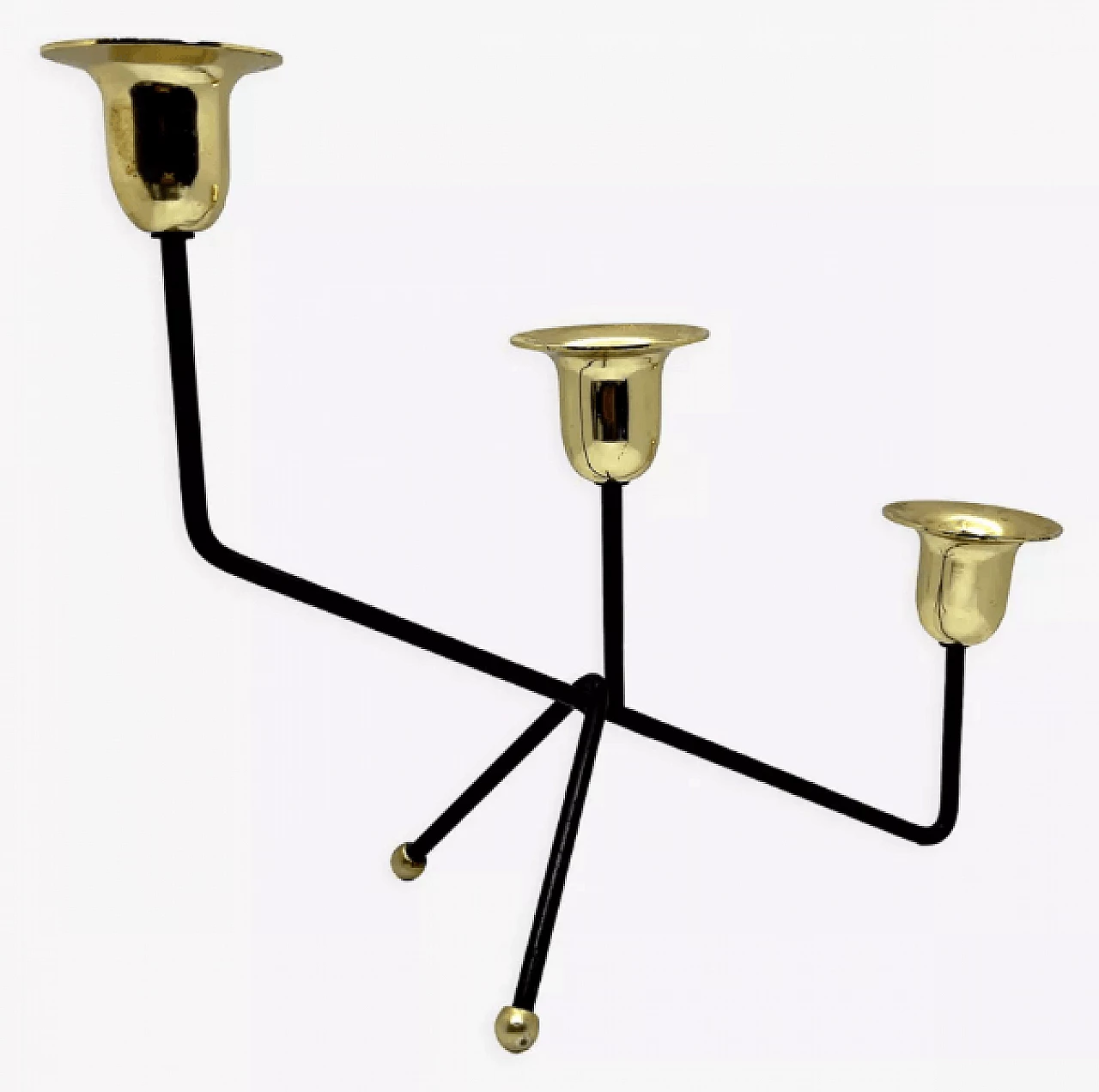 Candelabro belga in alluminio dorato e nero, anni '70 1