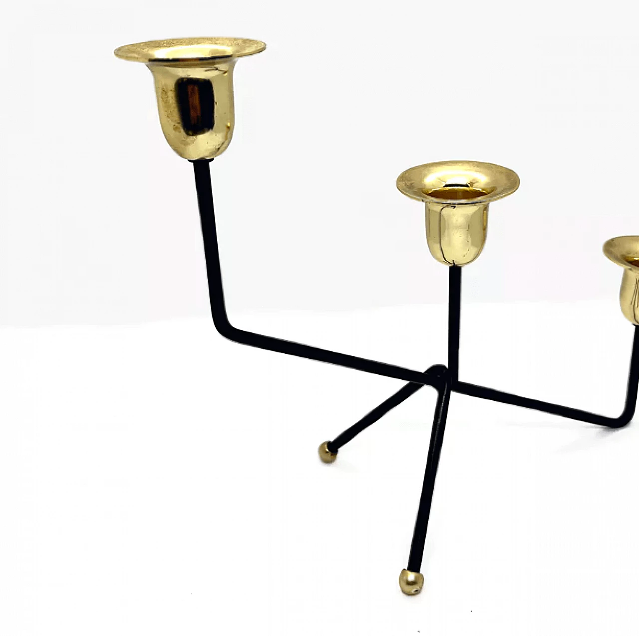 Candelabro belga in alluminio dorato e nero, anni '70 3