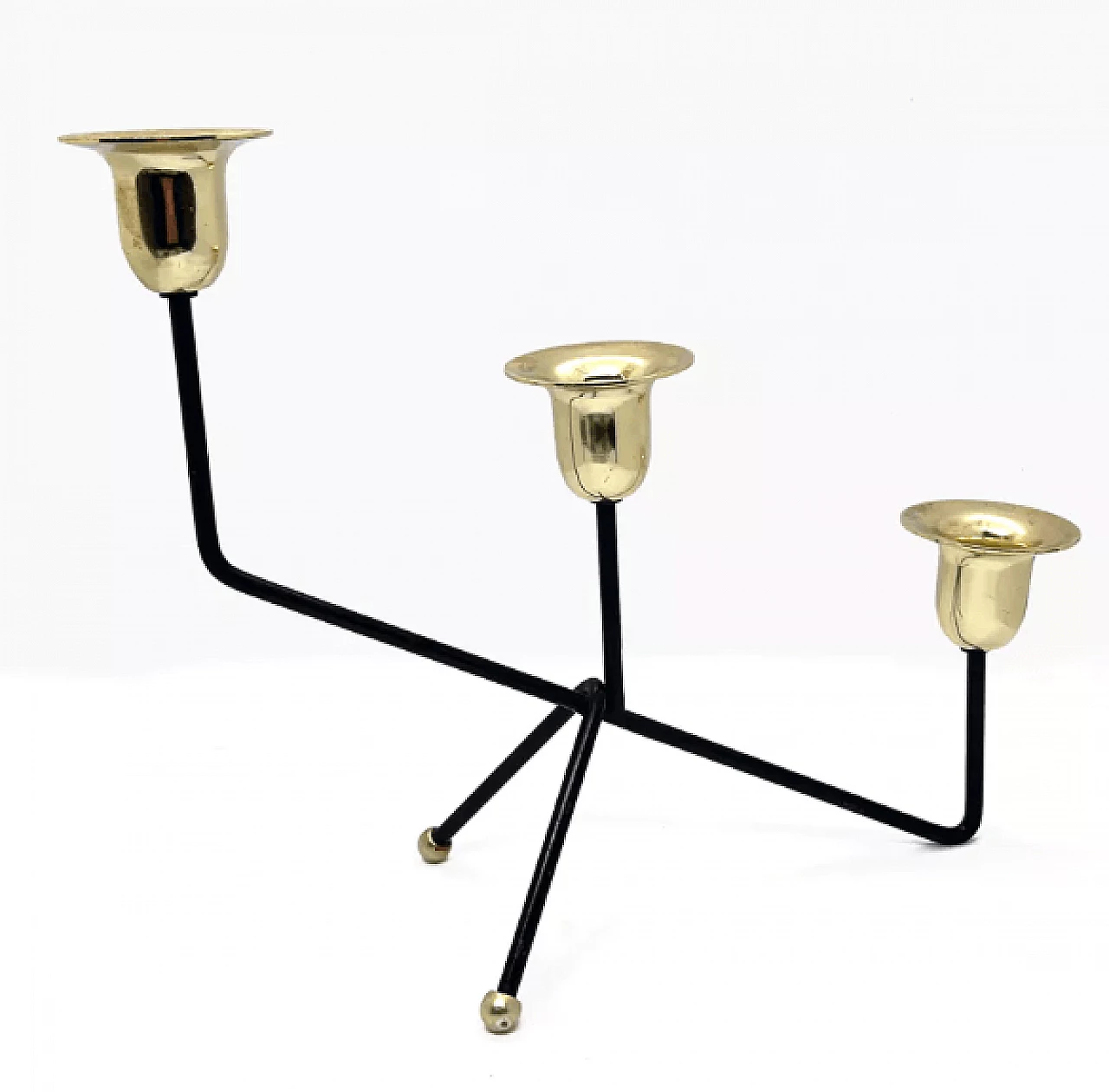 Belgian gilded and black aluminum candelabrum, 1970s 4