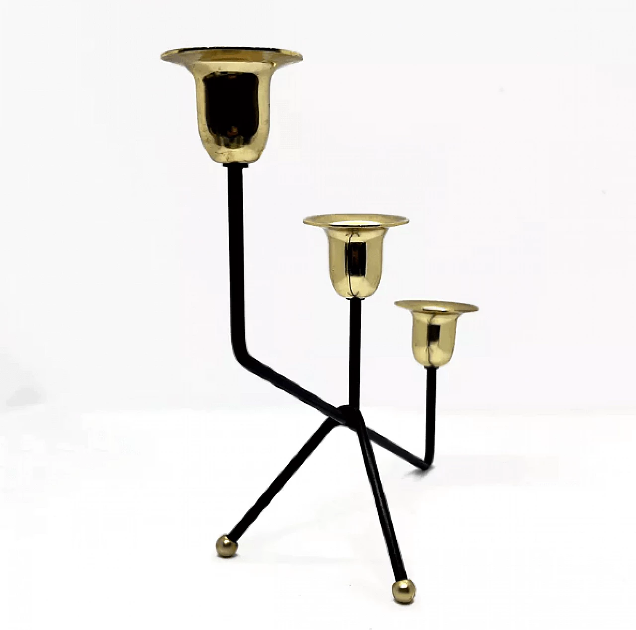 Belgian gilded and black aluminum candelabrum, 1970s 6