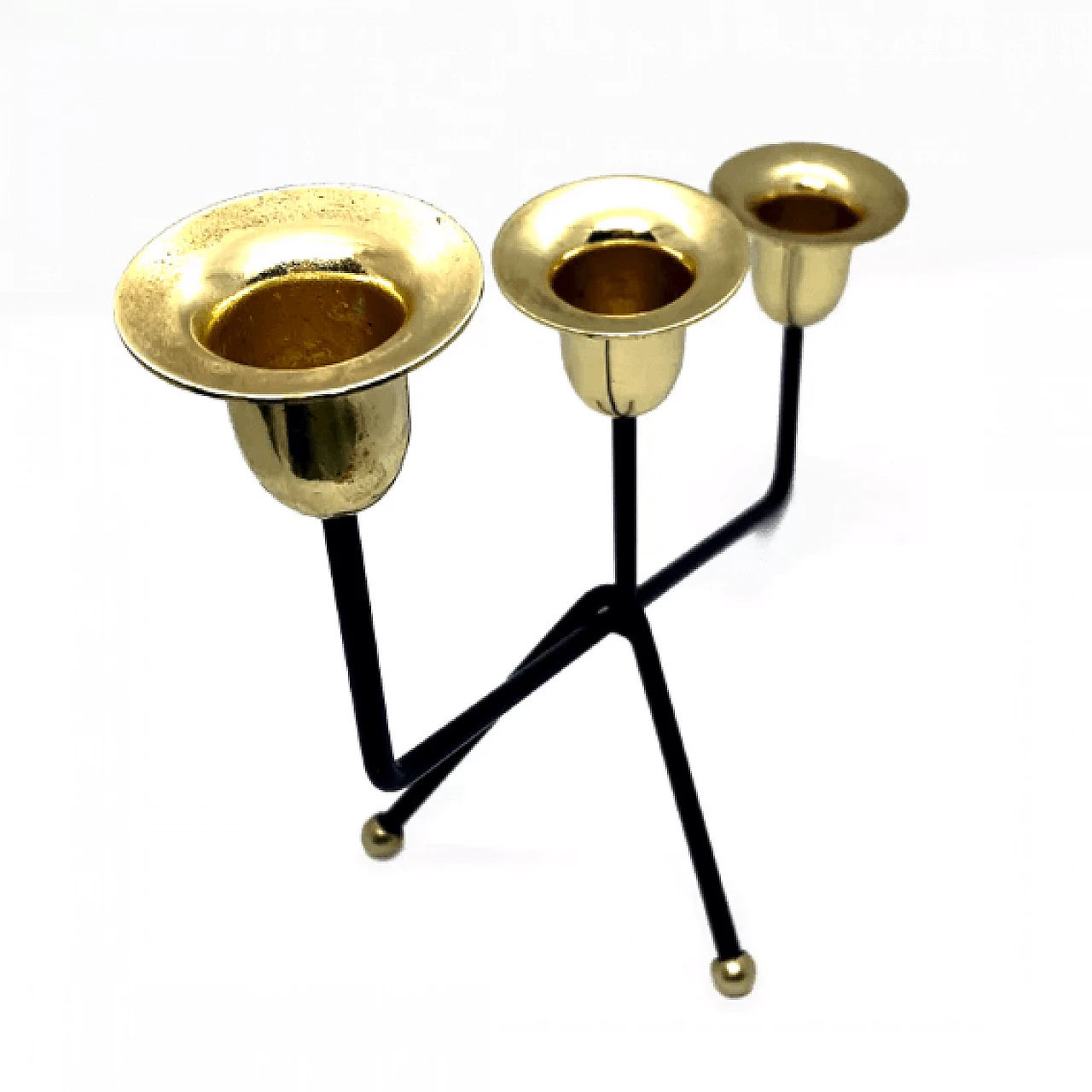 Belgian gilded and black aluminum candelabrum, 1970s 7