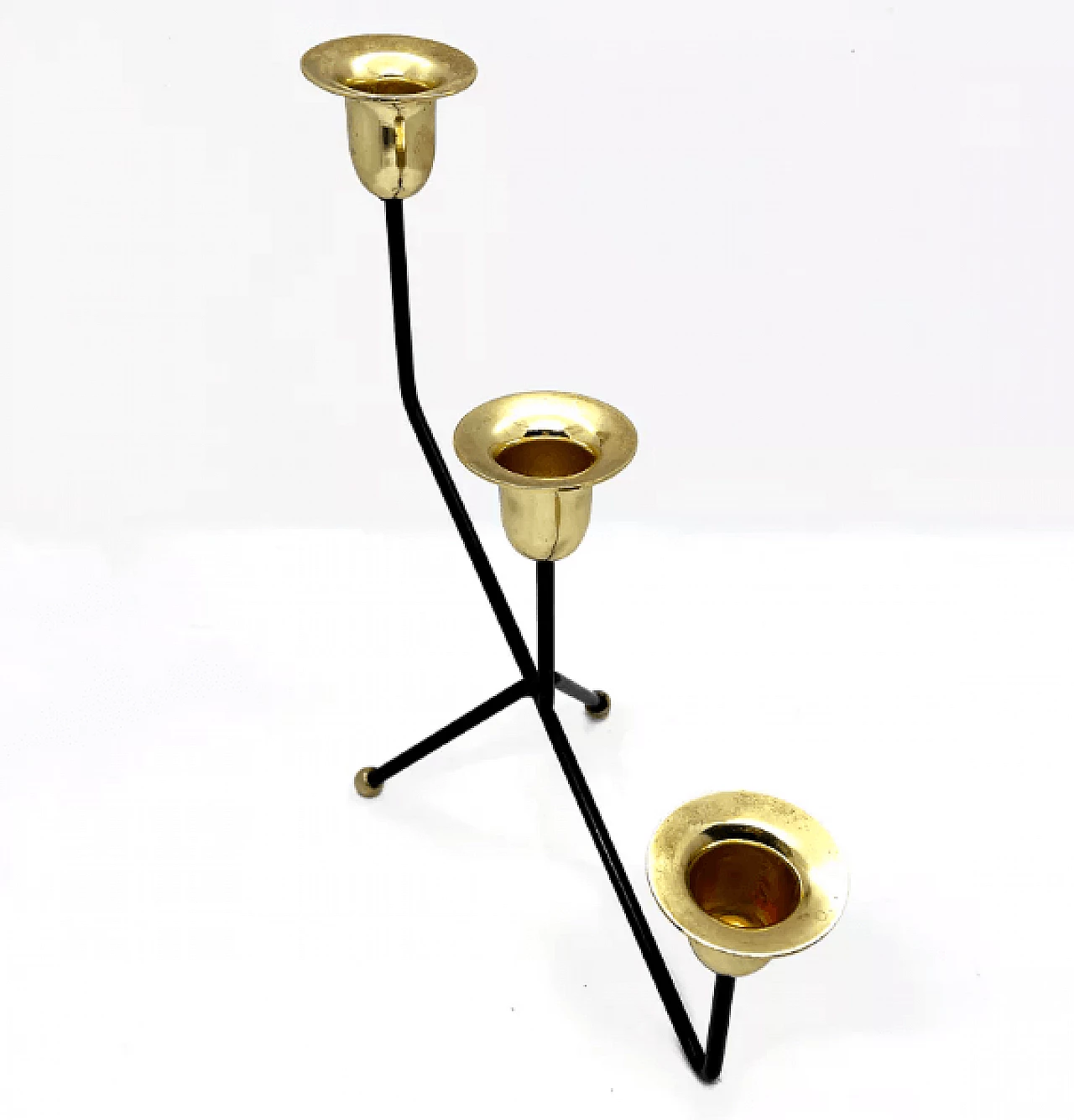 Candelabro belga in alluminio dorato e nero, anni '70 8