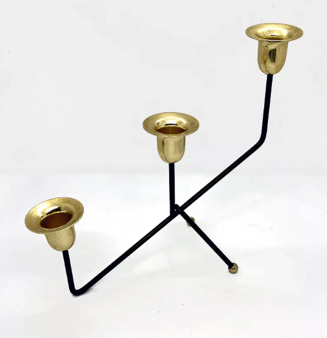 Belgian gilded and black aluminum candelabrum, 1970s 9