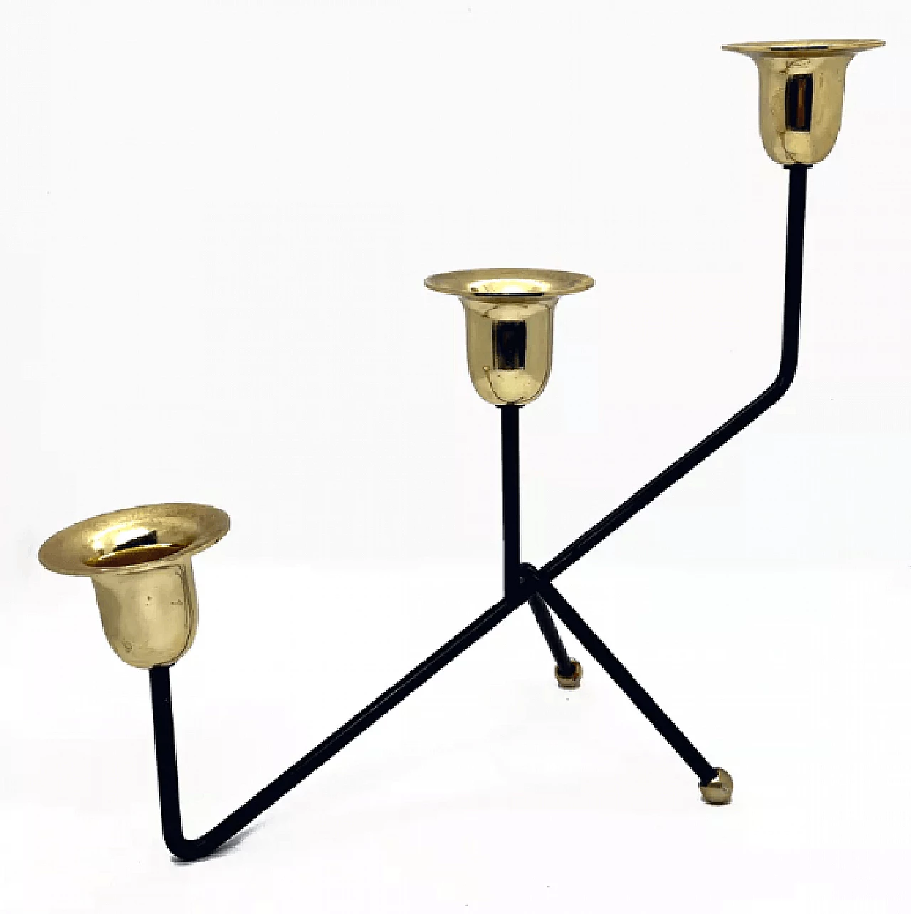 Candelabro belga in alluminio dorato e nero, anni '70 10