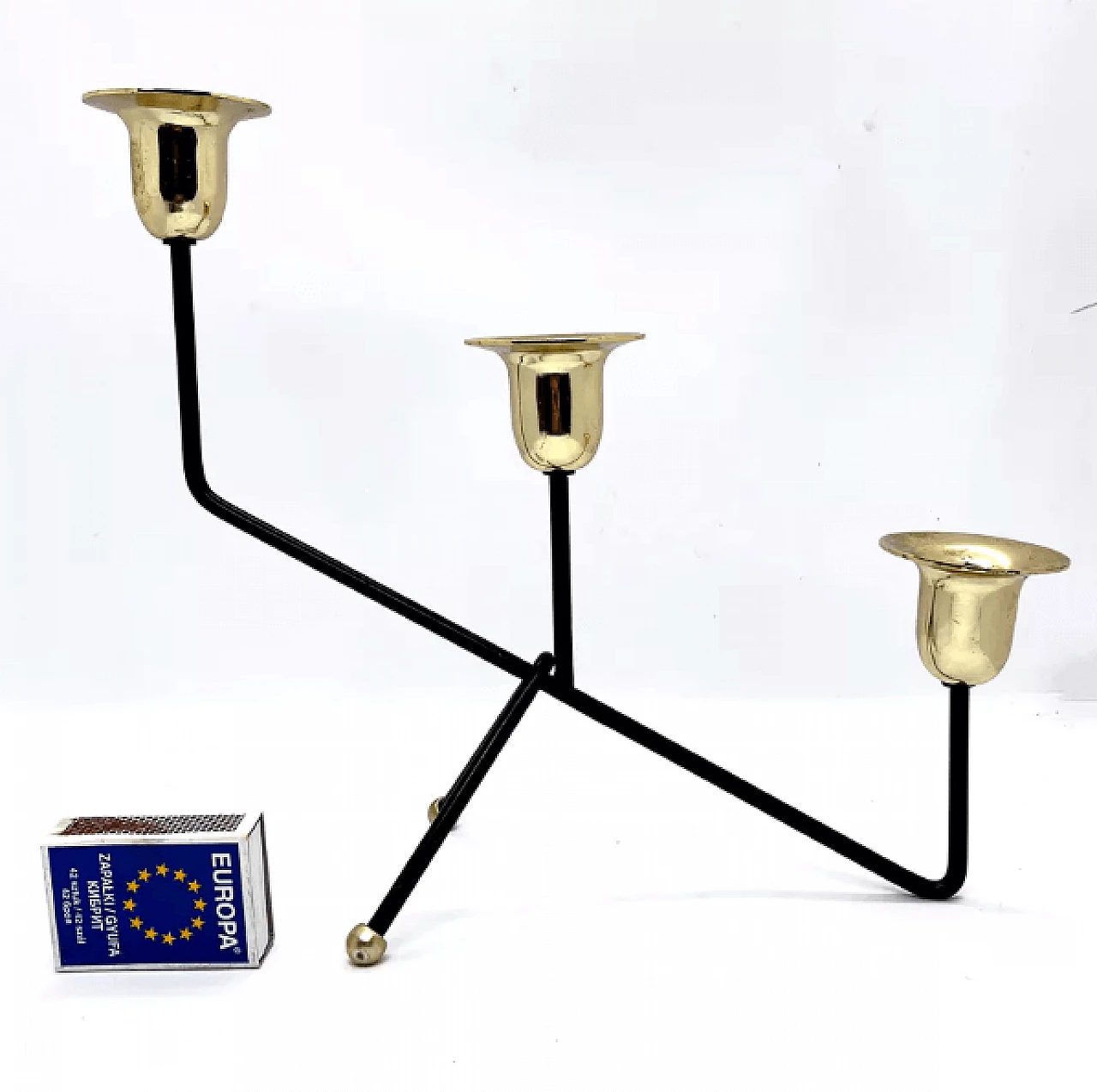 Candelabro belga in alluminio dorato e nero, anni '70 11