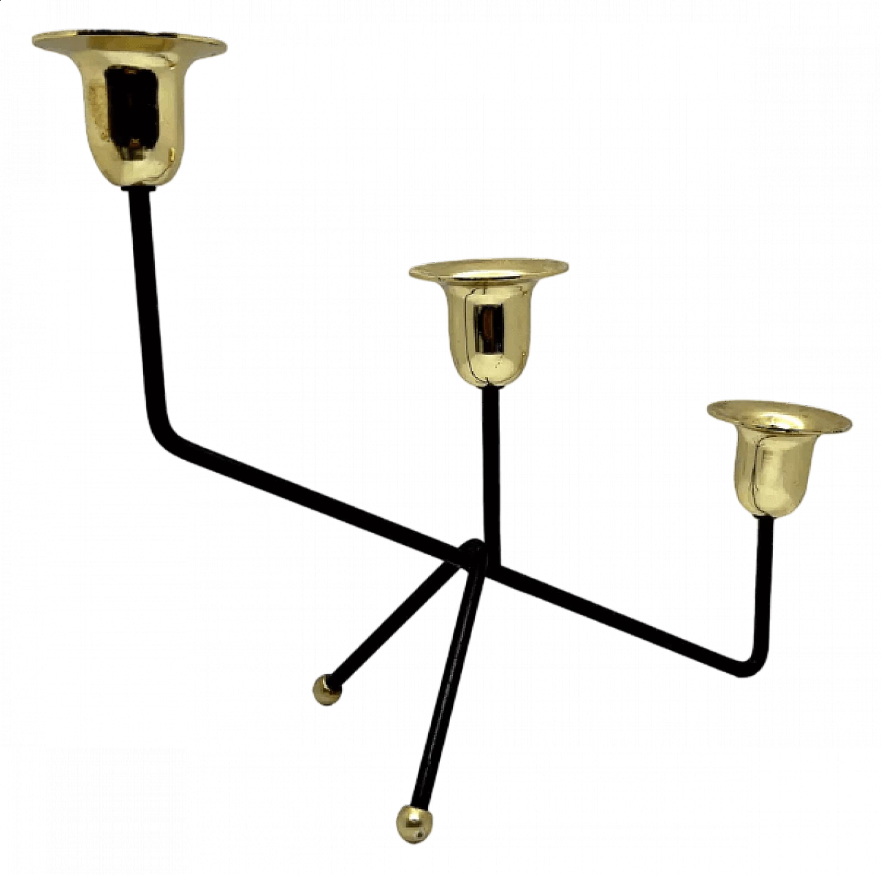 Candelabro belga in alluminio dorato e nero, anni '70 12