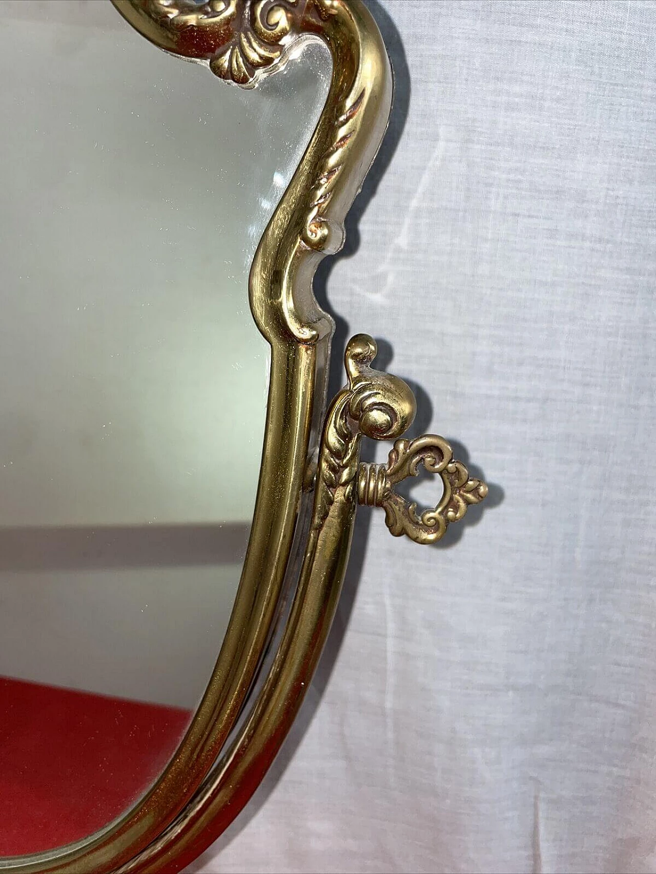 Specchio da tavolo girevole in ottone, anni '40 3