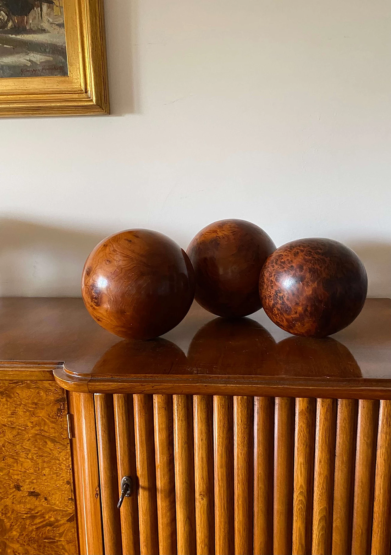 3 Spherical wooden sculptures, 1960s 3