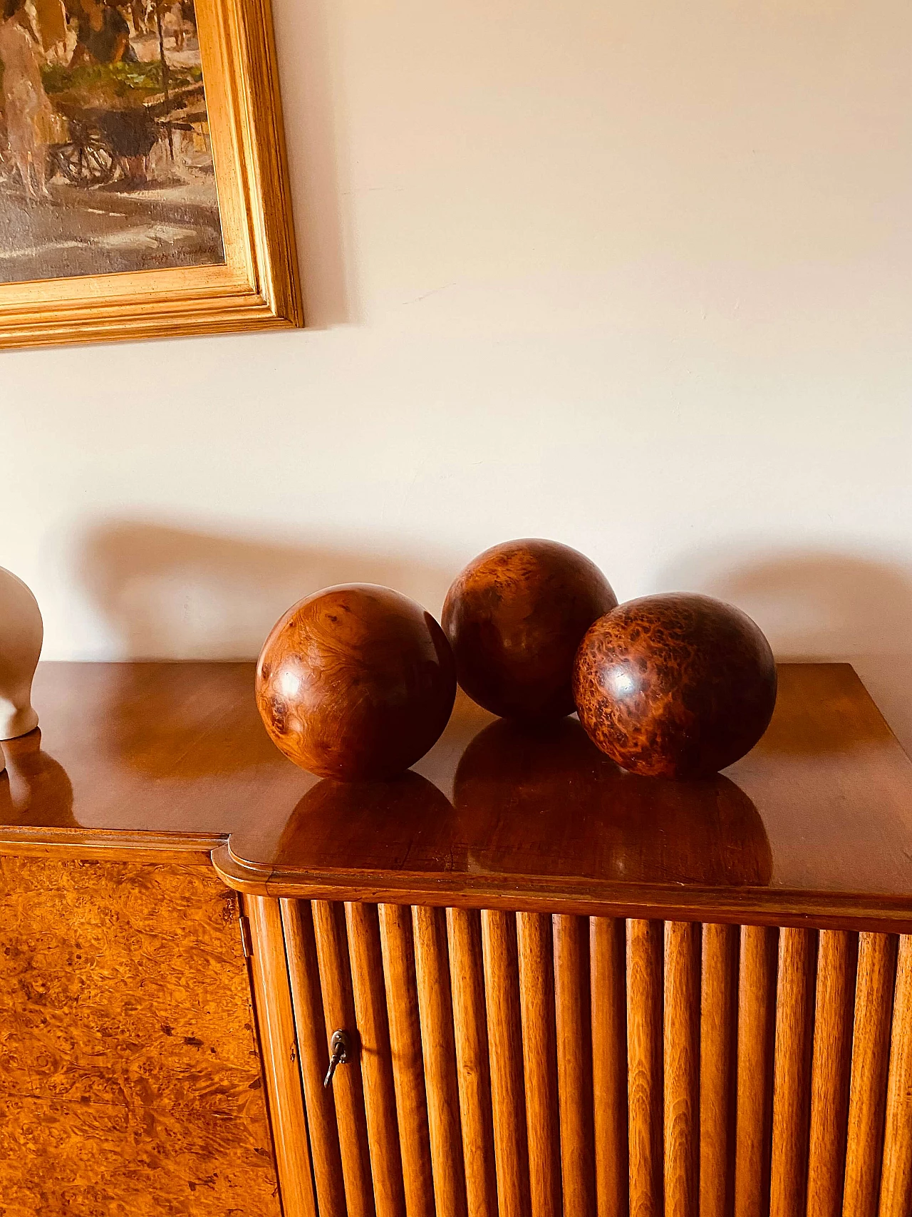 3 Spherical wooden sculptures, 1960s 4
