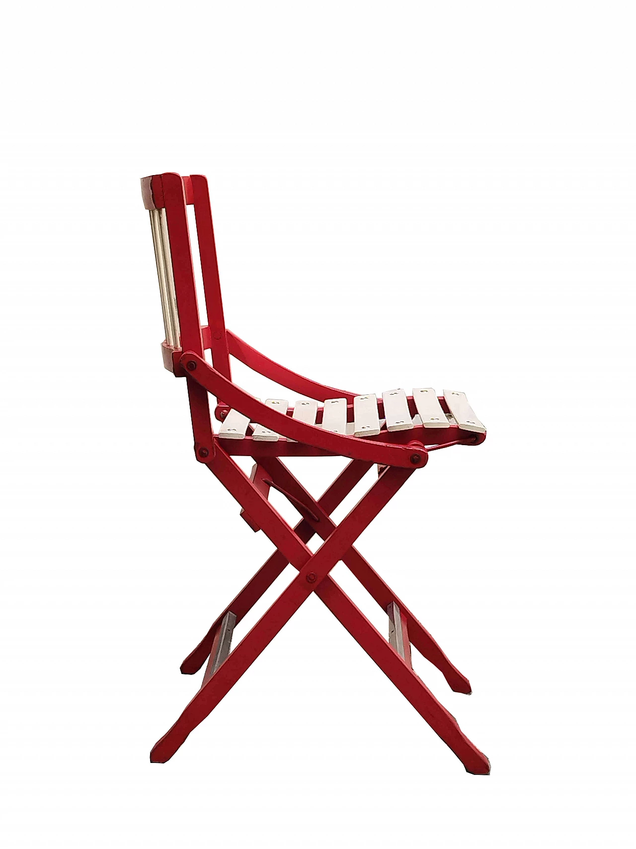 6 Folding 152 chairs in red lacquered wood by F.lli Reguitti, 1956 5