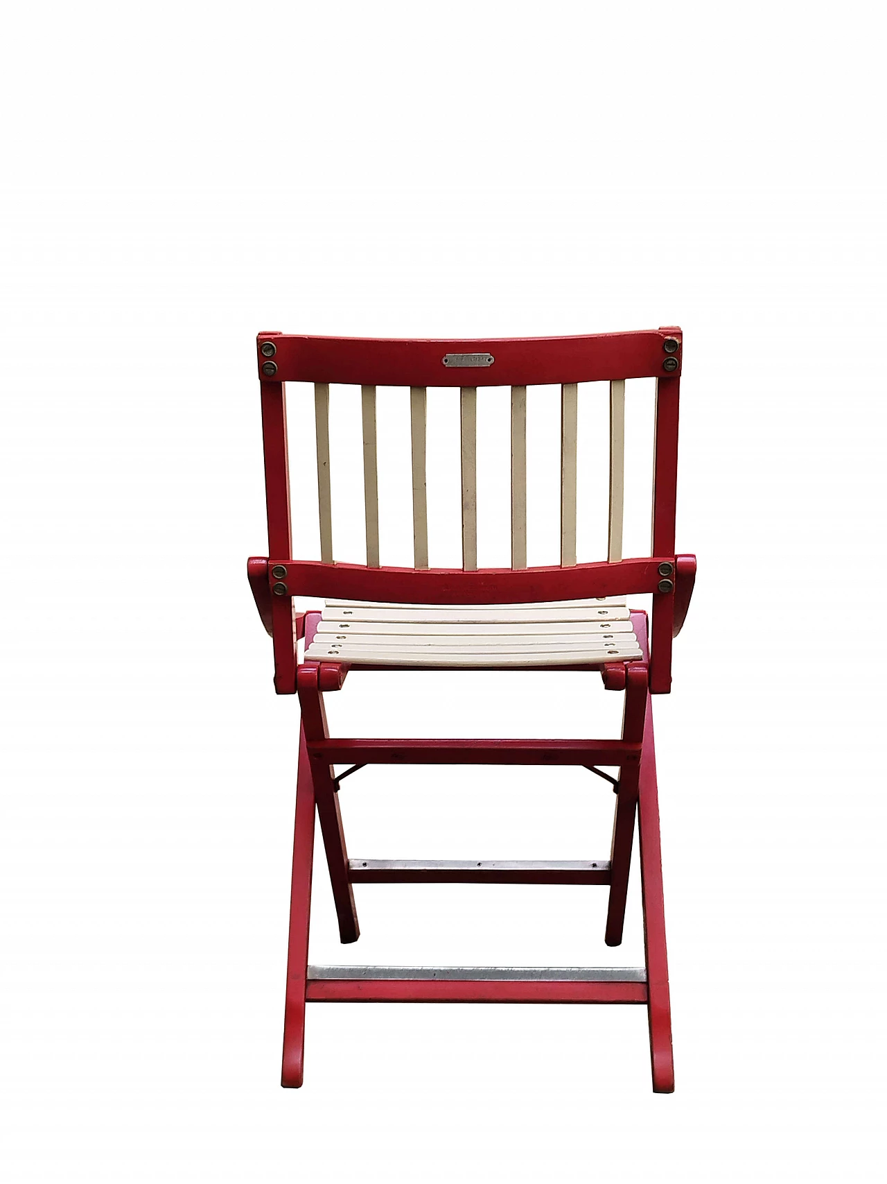 6 Folding 152 chairs in red lacquered wood by F.lli Reguitti, 1956 6