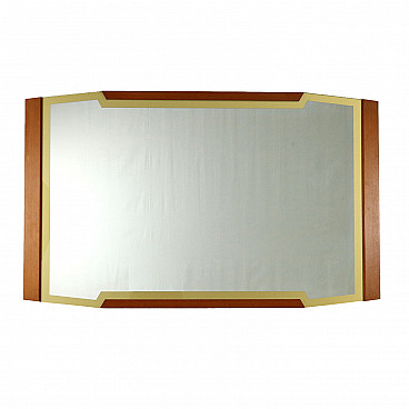 Mirror with teak frame and back-painted band, 1960s