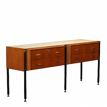 Wooden dresser with onyx top and metal legs, 1960s