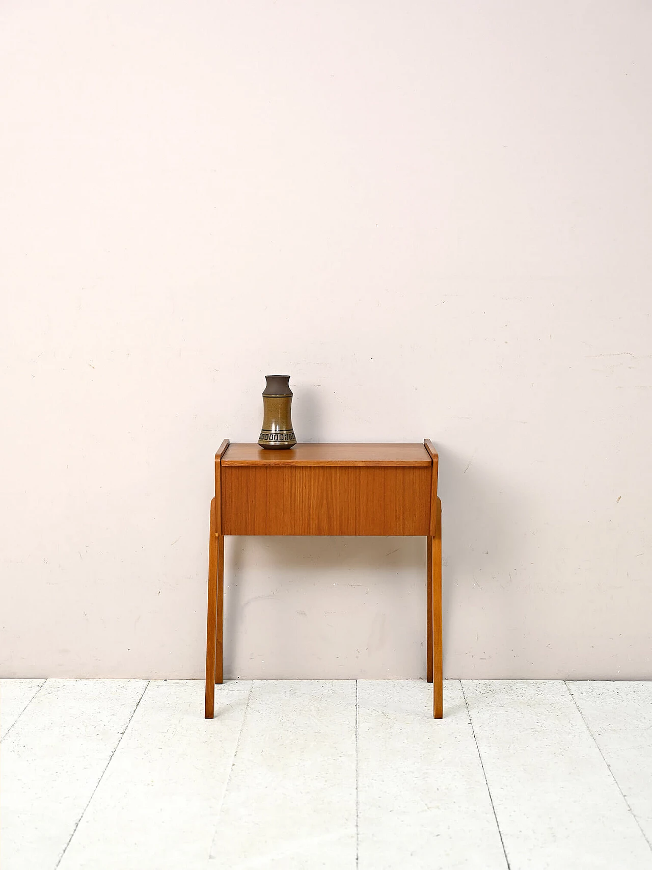 Teak sewing table with storage compartment, 1960s 1