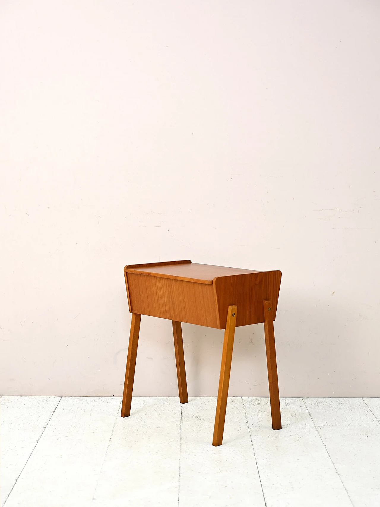 Teak sewing table with storage compartment, 1960s 5