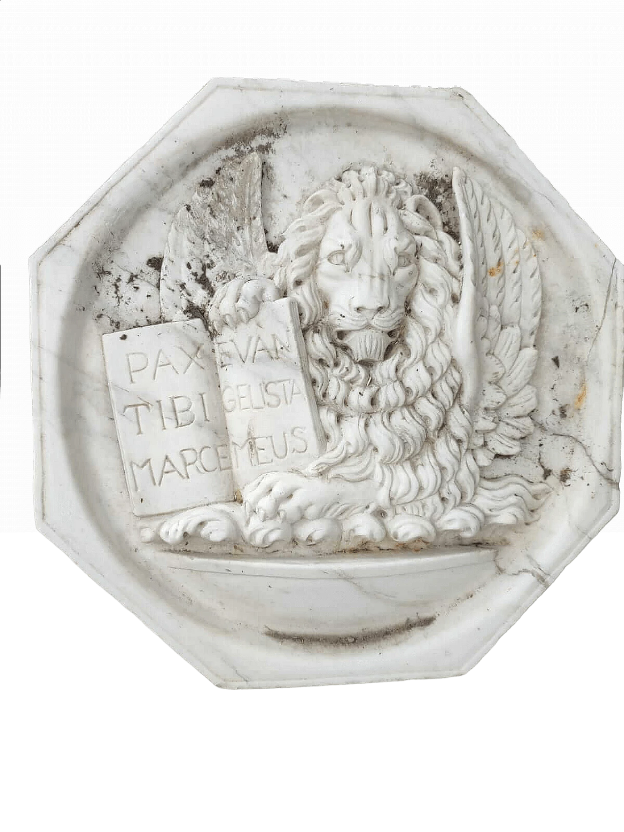Bassorilievo in moeca di marmo di Carrara con leone di San Marco, fine '800 4