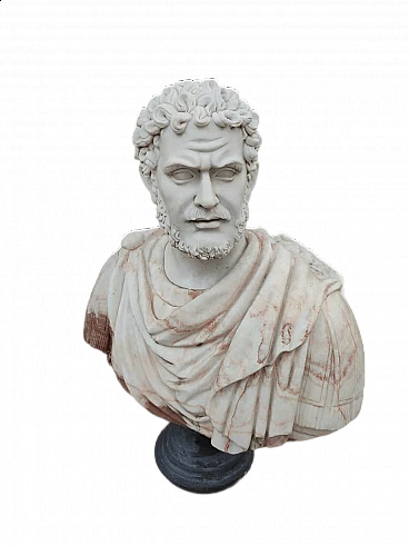 Polychrome Roman emperor bust in Carrara marble, 2000s