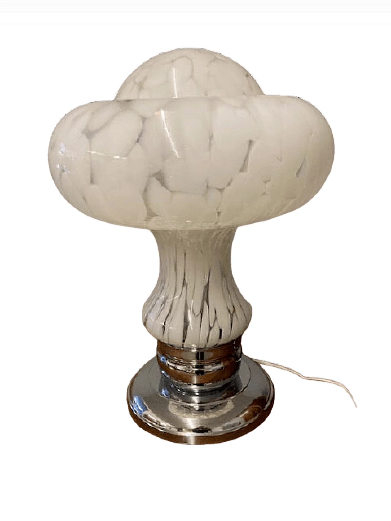 Lampada a fungo in vetro di Murano latteo e metallo di Mazzega, anni '70 12