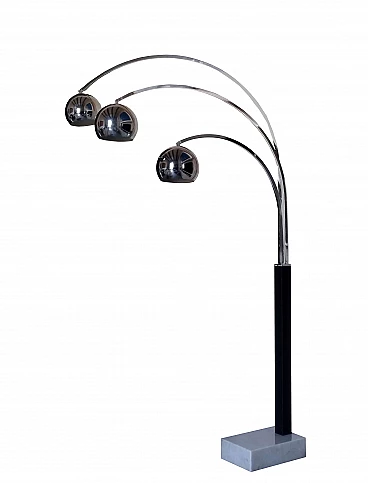 Steel arch floor lamp with marble base by Goffredo Reggiani for Reggiani, 1970s
