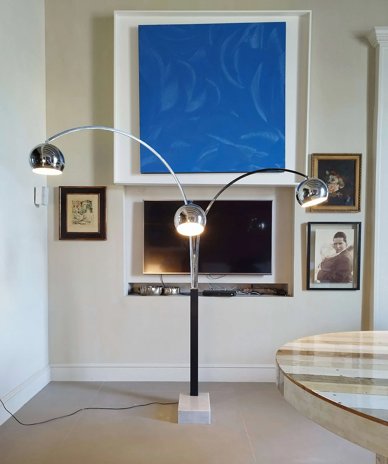 Steel arch floor lamp with marble base by Goffredo Reggiani for Reggiani, 1970s 5