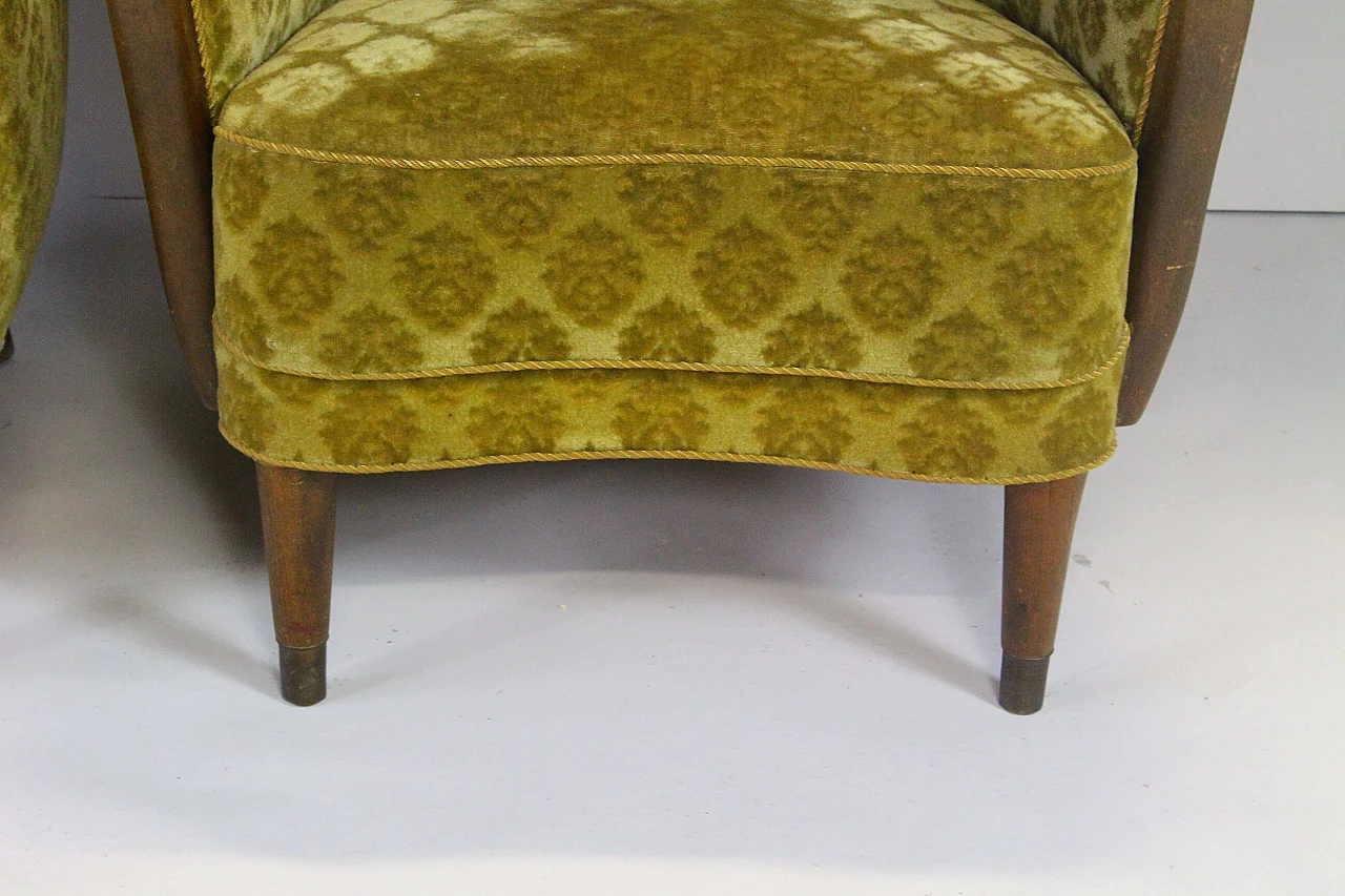 Pair of Danish wood and fabric armchairs, 1950s 8