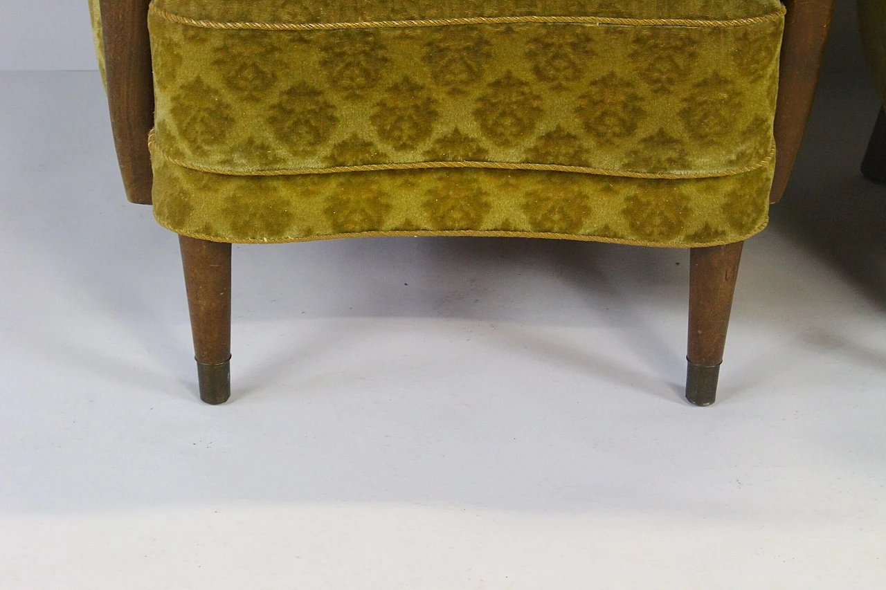 Pair of Danish wood and fabric armchairs, 1950s 9